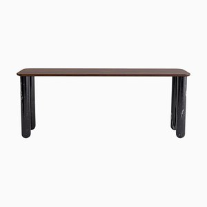 Large Walnut and Black Marble Sunday Dining Table by Jean-Baptiste Souletie