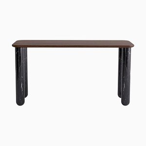 Small Walnut and Black Marble Sunday Dining Table by Jean-Baptiste Souletie