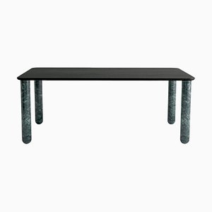 Mesa de comedor Sunday Xlarge de madera negra y mármol verde de Jean-Baptiste Souletie