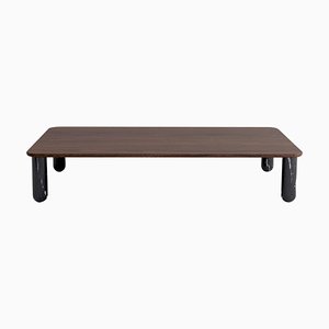 Grande Table Basse Sunday en Noyer et Marbre Noir par Jean-Baptiste Souletie