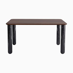 Medium Walnut and Black Marble Sunday Dining Table by Jean-Baptiste Souletie