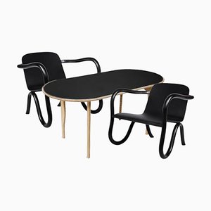 Kolho Original Coffee Table and Lounge Chairs in Black by Made by Choice, Set of 3