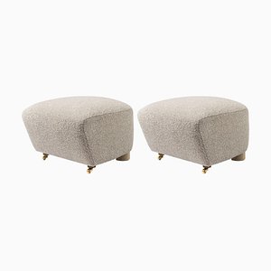 Set of Light Beige Natural Oak Sahco Zero the Tired Man Footstool by Lassen