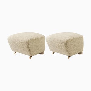 Set of Beige Natural Oak Sahco Zero the Tired Man Footstool by Lassen