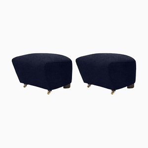Set of Blue Smoked Oak Hallingdal the Tired Man Footstools by Lassen