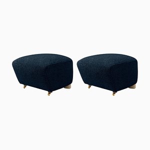 Set of Blue Natural Oak Sahco Zero the Tired Man Footstools by Lassen