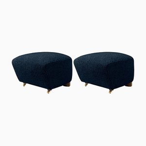 Set of Blue Smoked Oak Sahco Zero the Tired Man Footstools by Lassen