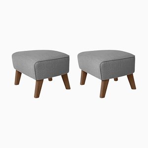 Set of Grey and Smoked Oak Sahco Zero Footstool by Lassen