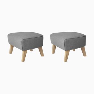 Set of Grey and Natural Oak Sahco Zero Footstool by Lassen