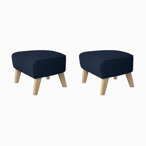 Set of 2 Blue and Natural Oak Sahco Zero Footstool by Lassen, Set of 2