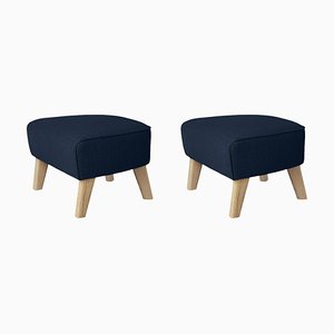 Set of Set of 2 Blue and Natural Oak Sahco Zero Footstool by Lassen