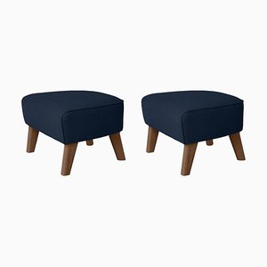 Set of Blue and Smoked Oak Sahco Zero Footstool by Lassen
