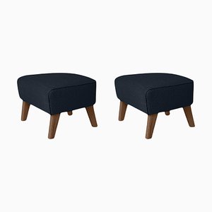 Blue and Smoked Oak Raf Simons Vidar 3 My Own Chair Footstools by Lassen, Set of 2