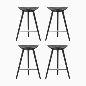 Black Beech/Stainless Steel Counter Stools by Lassen, Set of 4