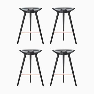 Black Beech and Copper Counter Stools by Lassen, Set of 4