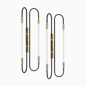 Back and Brass Wall Lamps Neon Double 170 by Magic Circus Editions