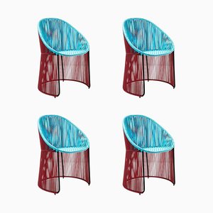 Sillas de comedor Cartagenas en azul de Sebastian Herkner. Juego de 4