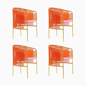 Orange Rose Caribe Dining Chairs by Sebastian Herkner, Set of 4