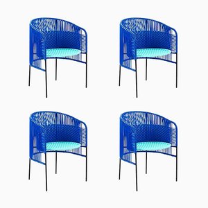 Silla de comedor Caribe en azul de Sebastian Herkner. Juego de 4