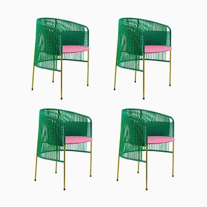 Silla de comedor Caribe en verde de Sebastian Herkner. Juego de 4