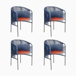 Blue Caribe Chic Dining Chairs by Sebastian Herkner, Set of 4