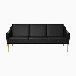 Mr Olsen 3 Seater Oak & Black Leather Challenger Sofa by Warm Nordic