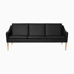 Mr Olsen 3-Sitzer Challenger Sofa aus Eiche & schwarzem Leder von Warm Nordic