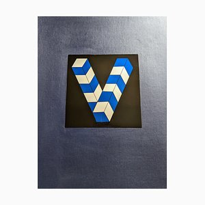 Victor Vasarely, Buchstabe V, Siebdruck auf Aluminium, 1980er