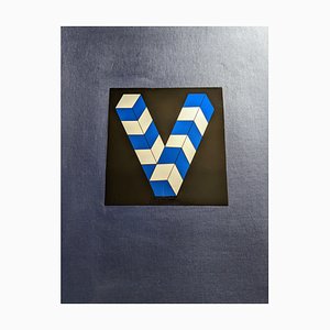 Victor Vasarely, Letra V, Serigrafía en aluminio, años 80