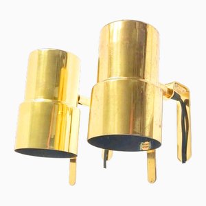 Scandinavian Brass Model V-324 Wall Lights from Hans-Agne Jakobsson Ab Markaryd, 1960s, Set of 2