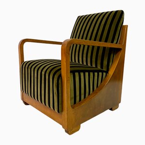 Dutch Armchair in Striped Velvet, 1930s