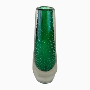 Vaso in vetro di Murano verde e trasparente, anni '60