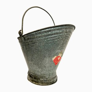 French Galvanised Zinc Coal Basket, 1950s