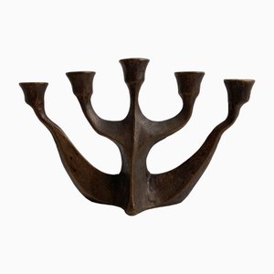 Brutalist Candlestick with Five Branches by Michael Harjes, 1970s