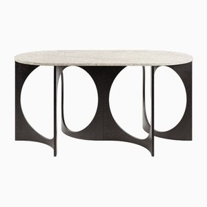Fuga Cast Iron Oblong Stone 160 Table by Metamorphic Art Studio