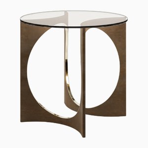 Fuga Tisch aus gegossener Bronze mit Patina und polierter Linie von Metamorphic Art Studio