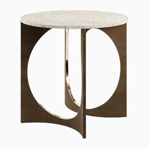 Fuga Tisch aus gegossener Bronze mit Patina und polierter Linie von Metamorphic Art Studio