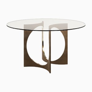Fuga Cast Bronze Table with Patina & Polished Line by Metamorphic Art Studio