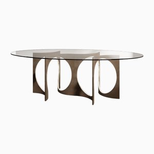 Fuga Cast Bronze Table with Patina and Polished Line by Metamorphic Art Studio