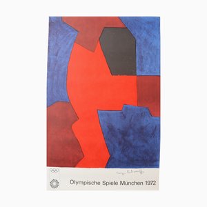 Serge Poliakoff, Composition Rouge & Noire pour les Jeux Olympiques de Munich, 1972, Lithographie