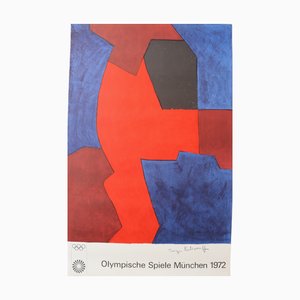 Serge Poliakoff, Red & Black Composition for Munich Olympic Games, 1972, Lithograph