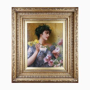 Conrad Kiesel, The Gift of Flowers, 1890s, Oil Painting