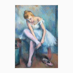 Karl Stohner, Ballerina im Ankleidezimmer, 1924, Pastellzeichnung