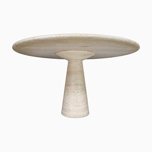 Large Round Travertine Dining or Centre Table, Italy, 1970s