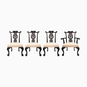 Chaises et Fauteuils de Salle à Manger Style Chippendale, 19ème Siècle, Set de 4