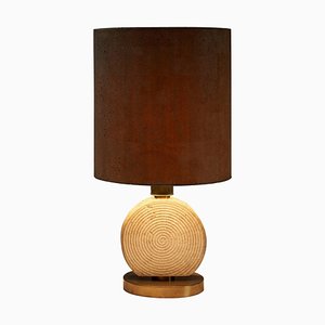 Naturel Table Lamp Travertine Base Cork Shade, 1970s