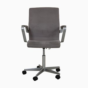 Oxford Office Chair in Grey Alcantara Fabric by Arne Jacobsen, 1990s