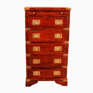 Campaign Style Chest of Drawers in Mahogany