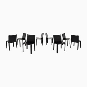 Black Patina Leather Model CAB 412 Chairs by Mario Bellini for Cassina, Italy, 1977, Set of 8