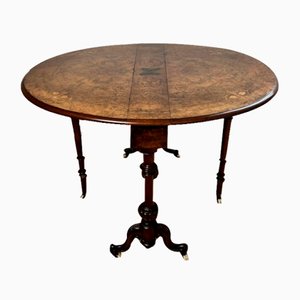 Antique Victorian Burr Walnut Inlaid Sutherland Table, 1880s